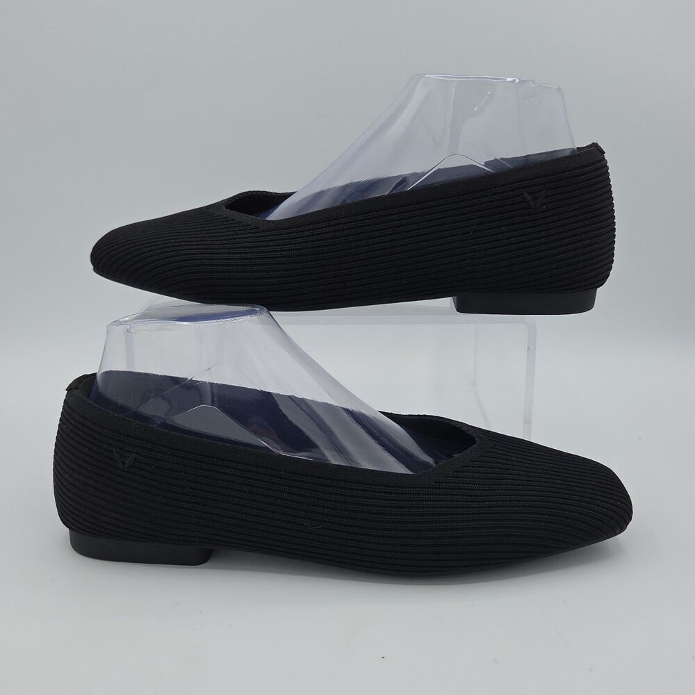 VIVAIA Margot 2.0 Black Knit Square Toe Ballet Flats Shoes Size 40 US 9 EUC
